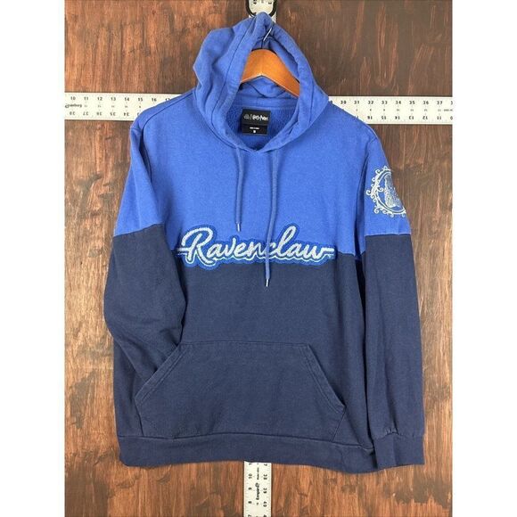 Harry‎ Potter Hoodie Ravenclaw Texture Pullover Fleece Sweater Blue Men’s Medium - Picture 1 of 6